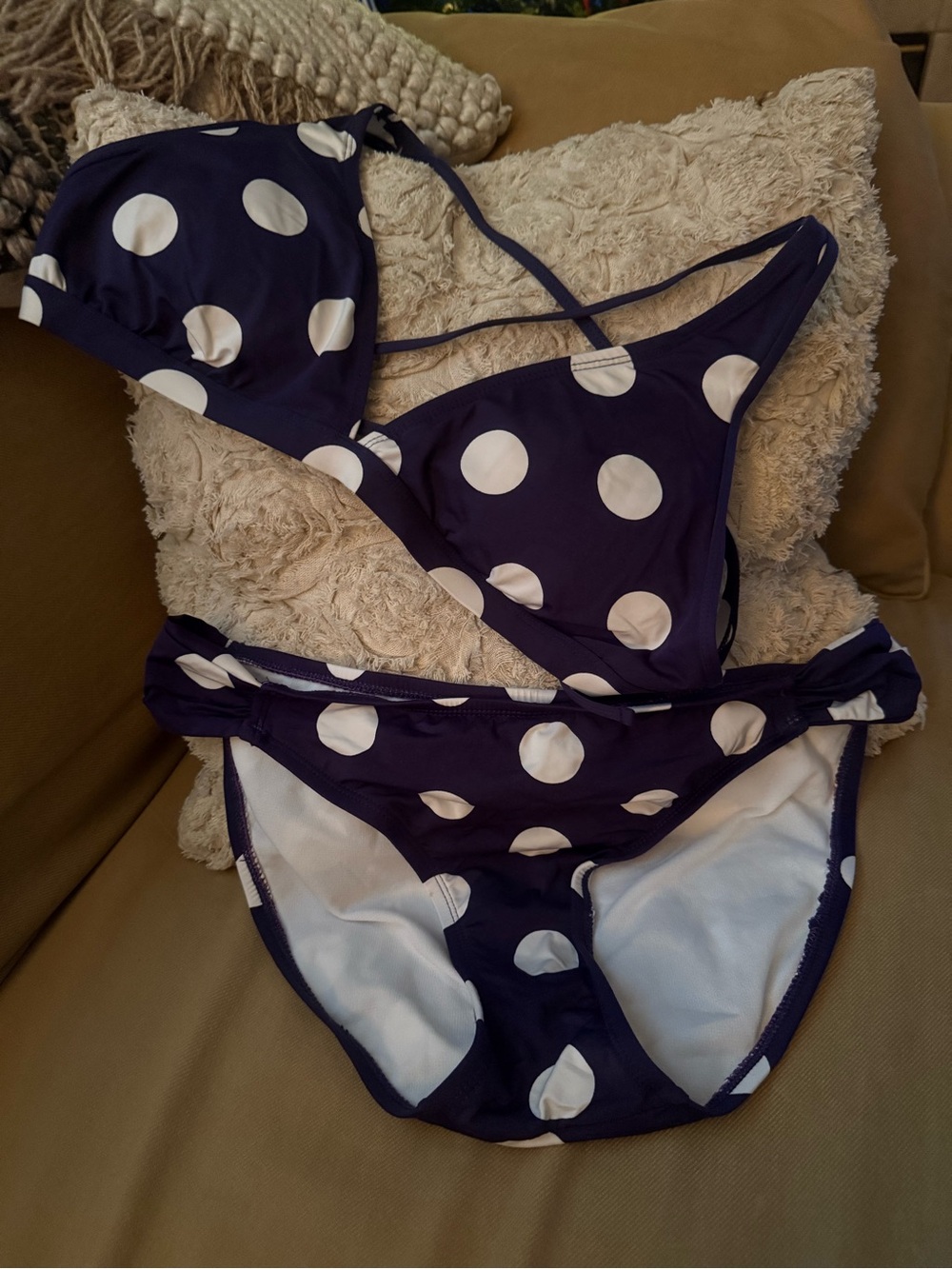 Jag Jeans Navy and White Polka Dot Bikini